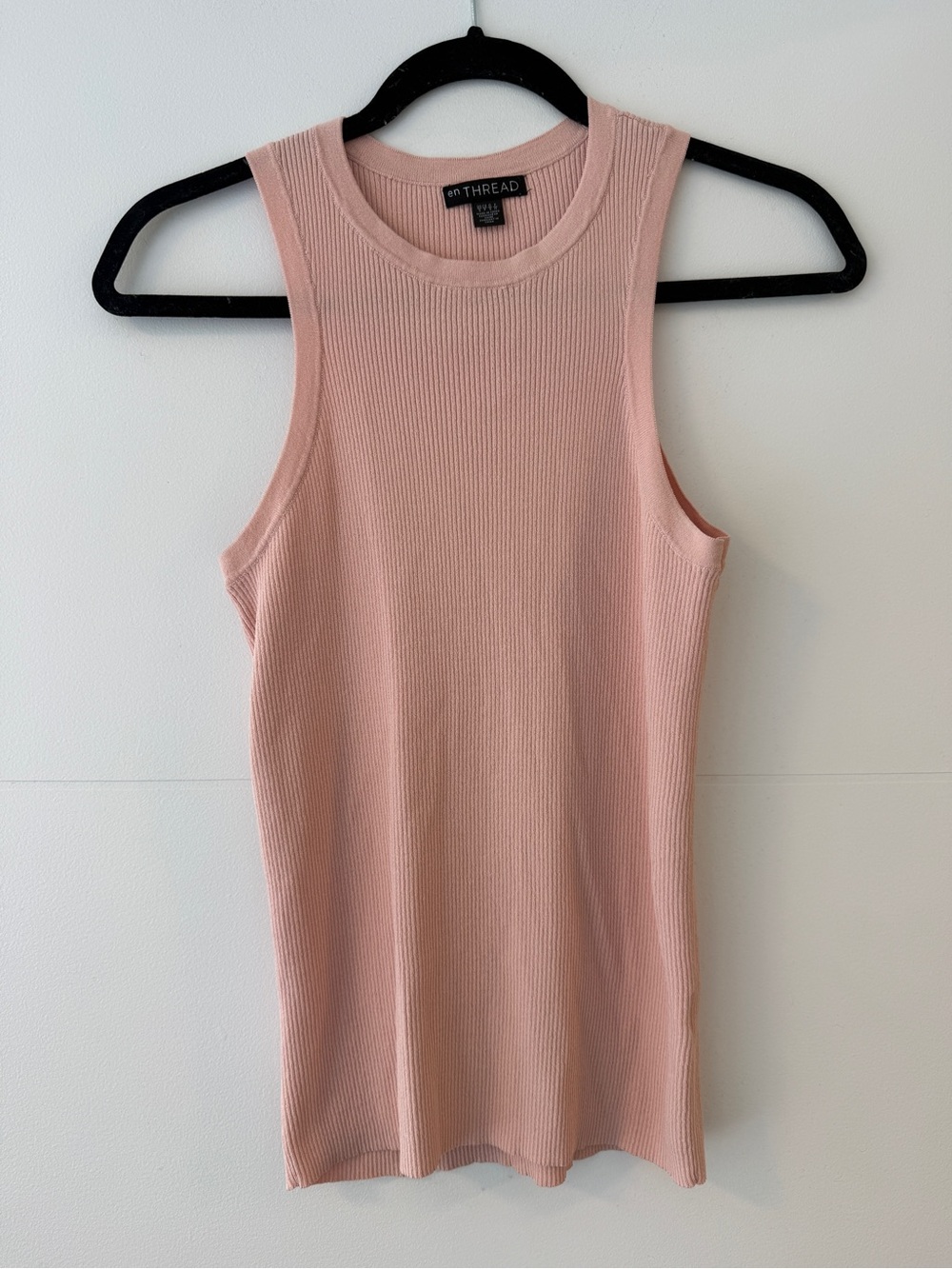 En Thread Blush Pink Ribbed Knit Sleeveless Tank Top Size S